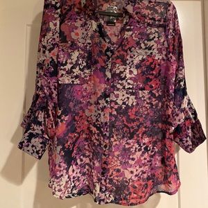 Sheer collared button down Express blouse - L